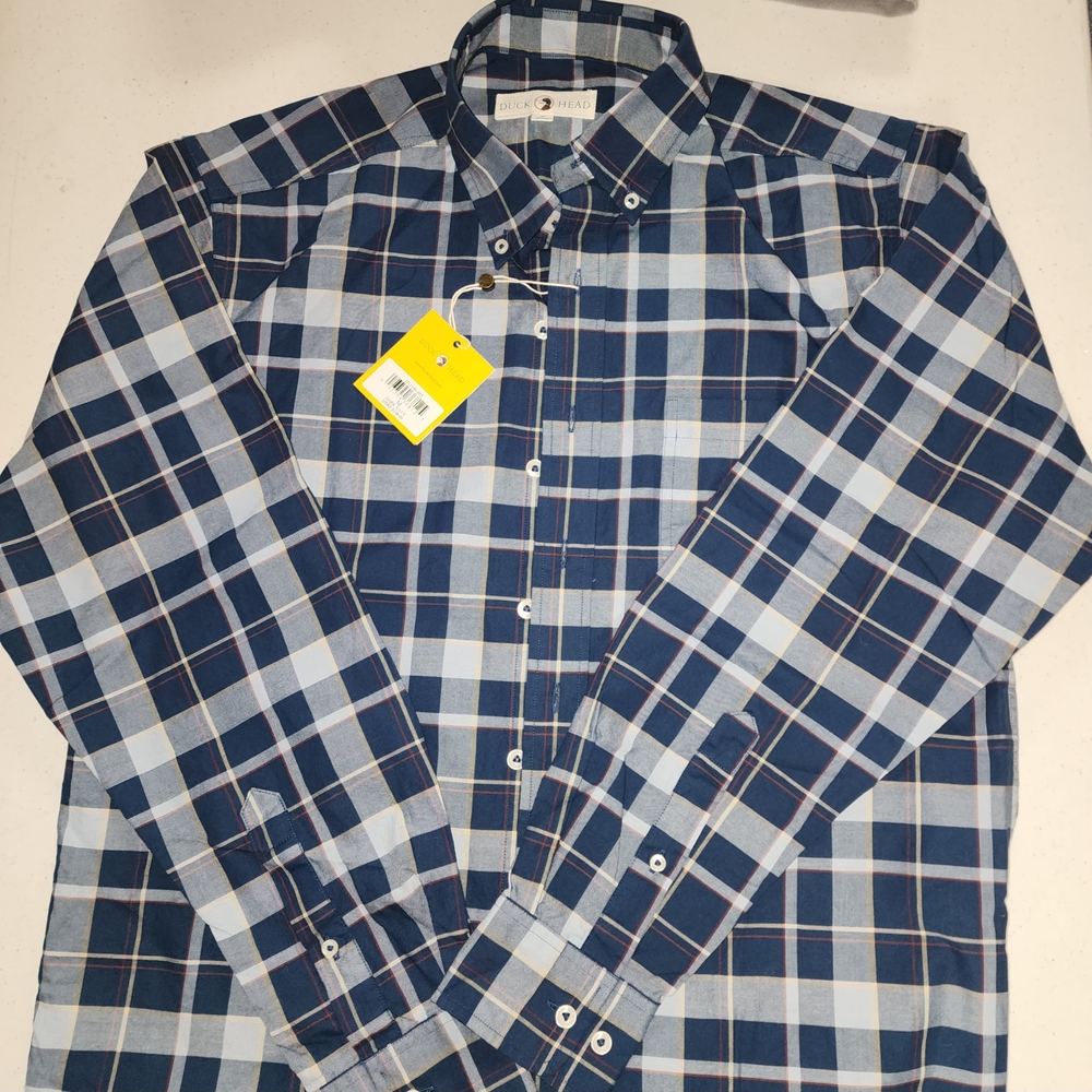Duck Head Navy and Light Blue Plaid Shirt